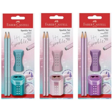 ΣΕΤ FABER CASTELL SPARKLE ΝΕΟ 2 ΜΟΛΥΒΙΑ +ΓΟΜΑ+ΞΥΣΤΡΑ (μωβ